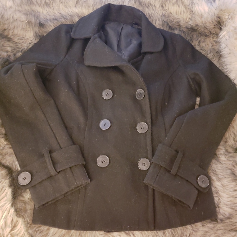 **Make an offer**Black Wool Peacoat